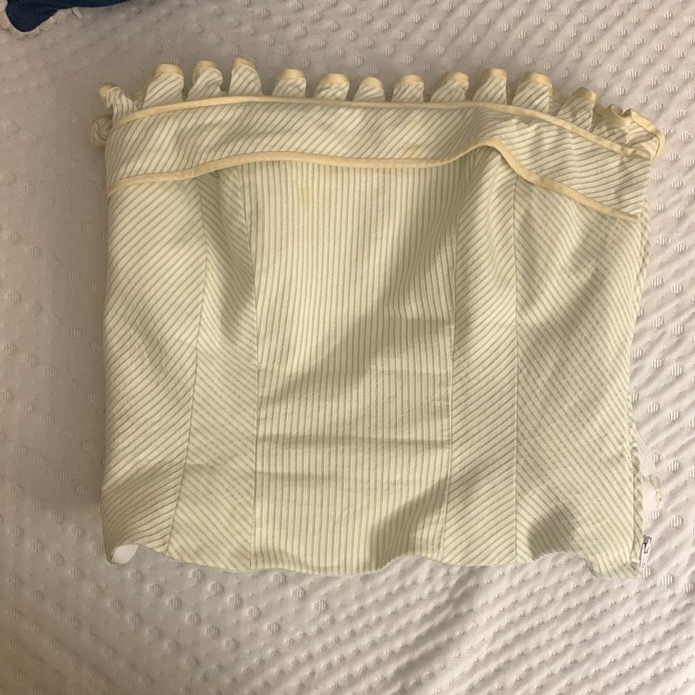 Beautiful striped yellow and green strapless top.